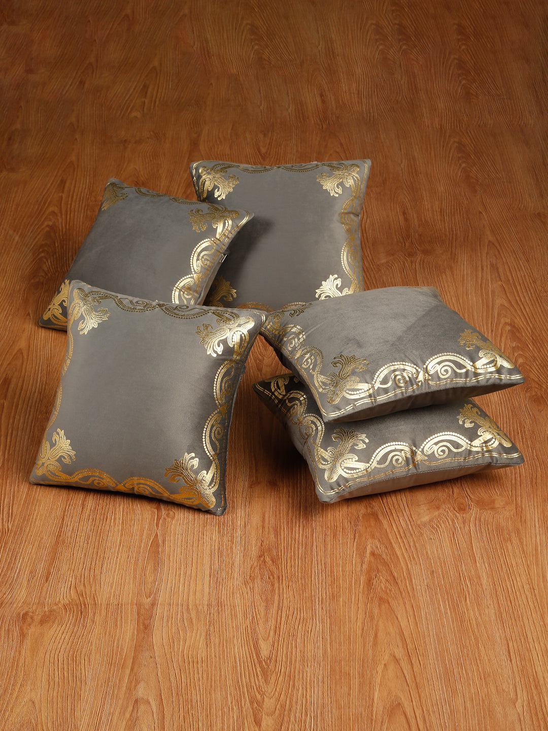 Soft Velvet Golden Foil Printed Cushion Covers ( 16 x 16 inch )