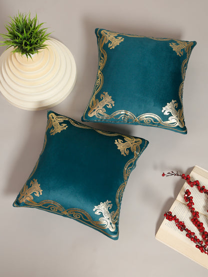 Soft Velvet Golden Foil Printed Cushion Covers ( 16 x 16 inch )