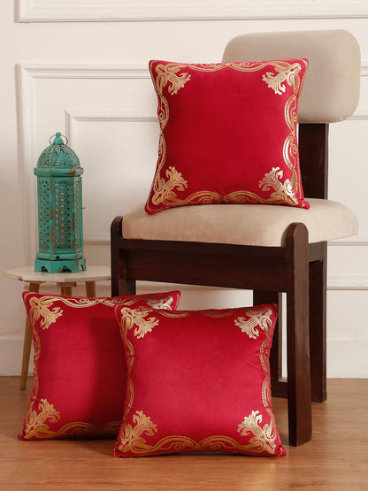 Soft Velvet Golden Foil Printed Cushion Covers ( 16 x 16 inch )