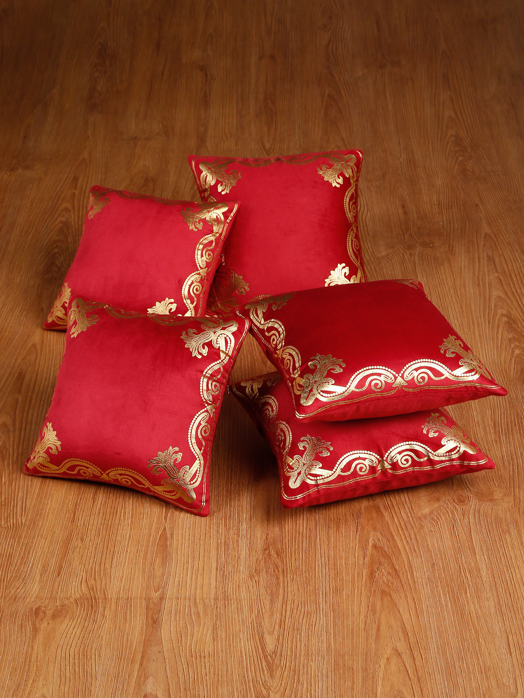 Soft Velvet Golden Foil Printed Cushion Covers ( 16 x 16 inch )