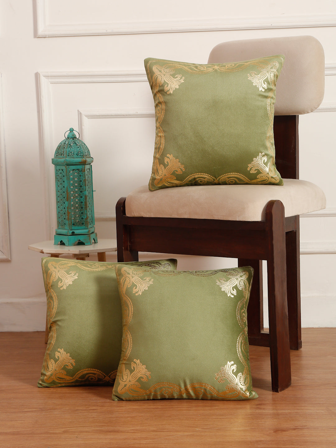 Soft Velvet Golden Foil Printed Cushion Covers ( 16 x 16 inch )