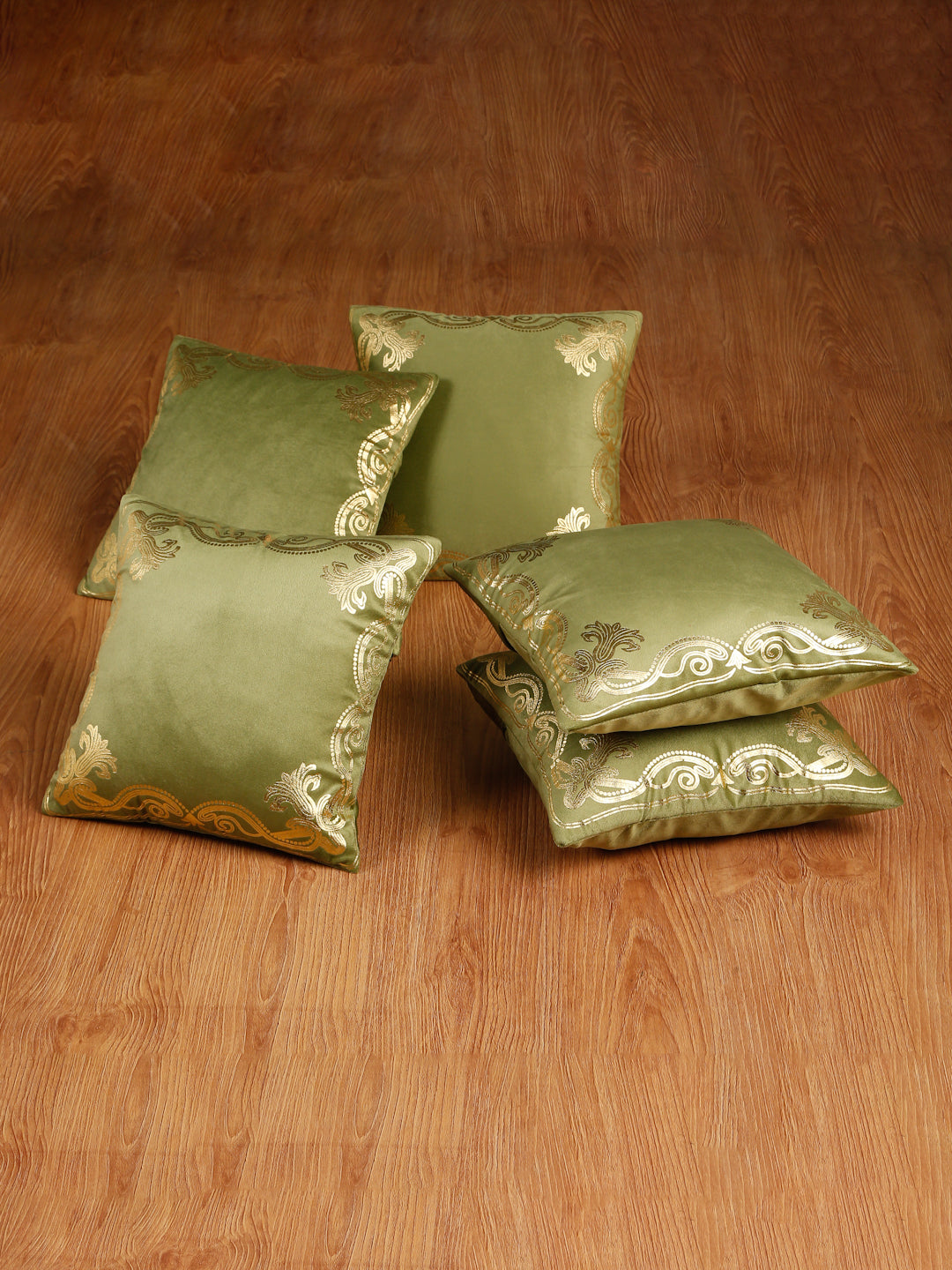 Soft Velvet Golden Foil Printed Cushion Covers ( 16 x 16 inch )
