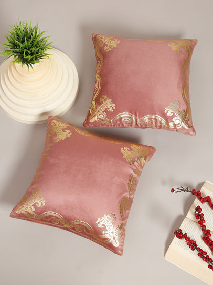 Soft Velvet Golden Foil Printed Cushion Covers ( 16 x 16 inch )