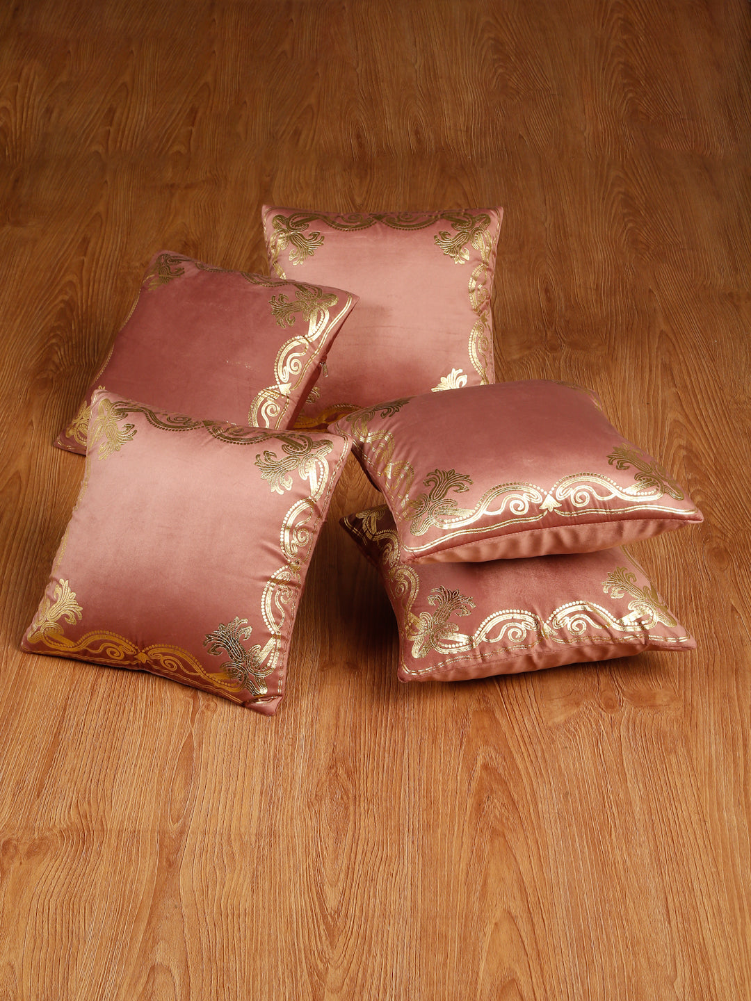 Soft Velvet Golden Foil Printed Cushion Covers ( 16 x 16 inch )