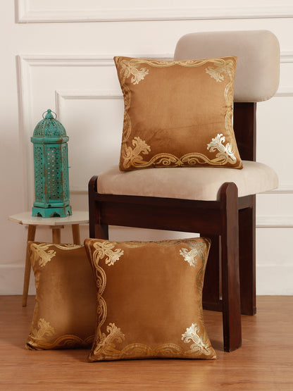 Soft Velvet Golden Foil Printed Cushion Covers ( 16 x 16 inch )
