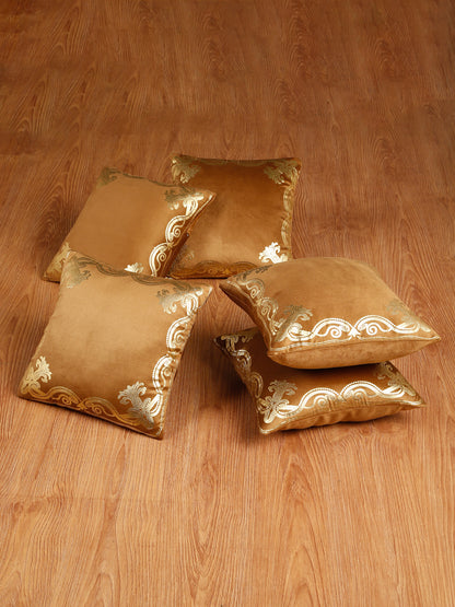 Soft Velvet Golden Foil Printed Cushion Covers ( 16 x 16 inch )