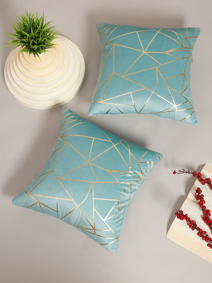 Soft Velvet Golden Foil Printed Cushion Covers ( 16 x 16 inch )