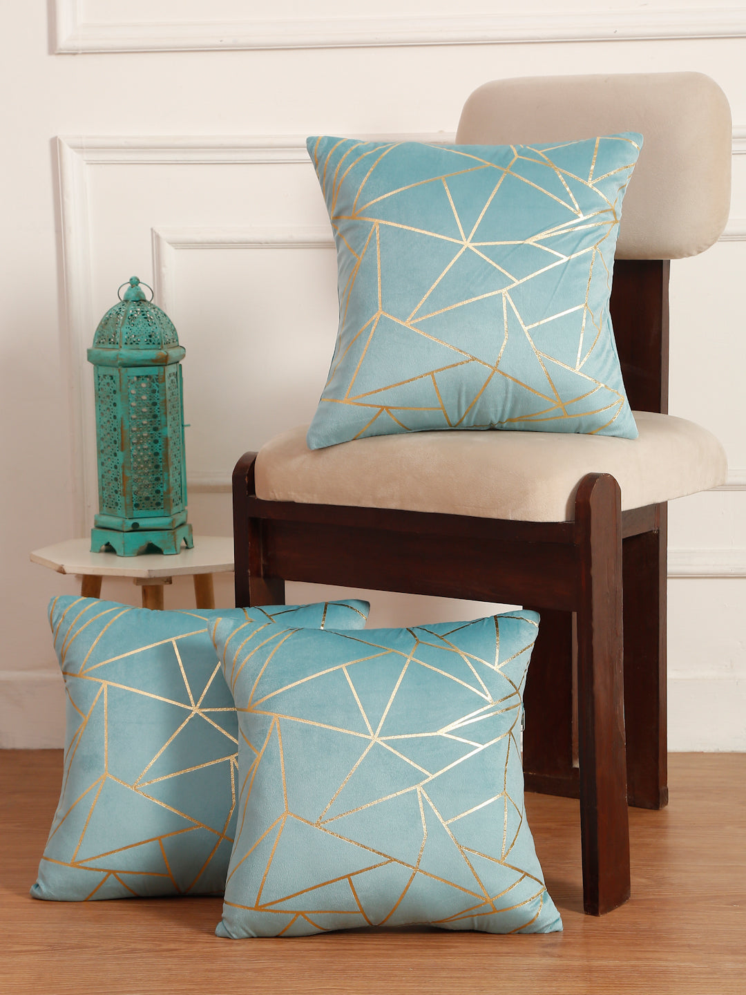 Soft Velvet Golden Foil Printed Cushion Covers ( 16 x 16 inch )