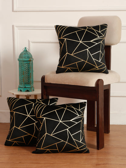 Soft Velvet Golden Foil Printed Cushion Covers ( 16 x 16 inch )
