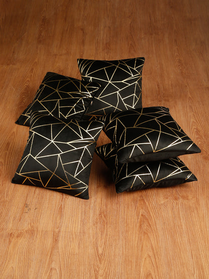 Soft Velvet Golden Foil Printed Cushion Covers ( 16 x 16 inch )