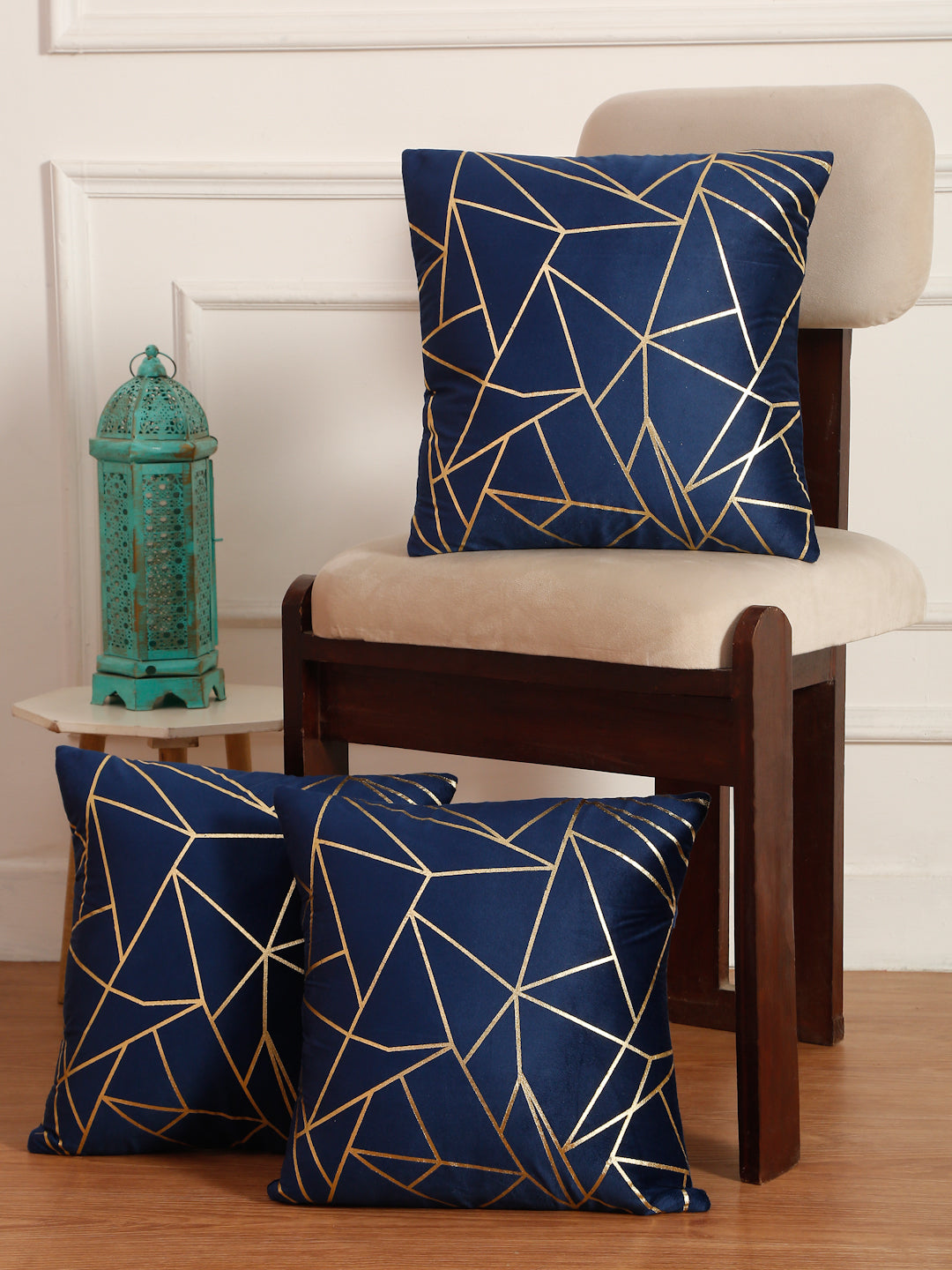 Soft Velvet Golden Foil Printed Cushion Covers ( 16 x 16 inch )