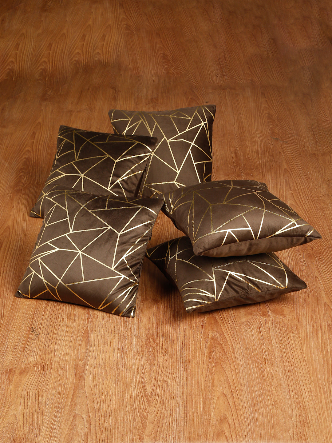 Soft Velvet Golden Foil Printed Cushion Covers ( 16 x 16 inch )