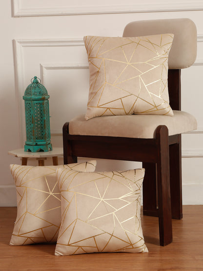 Soft Velvet Golden Foil Printed Cushion Covers ( 16 x 16 inch )