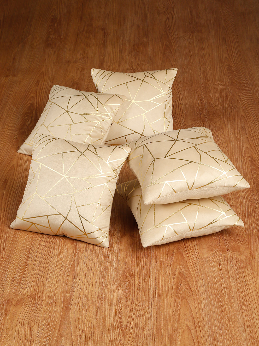 Soft Velvet Golden Foil Printed Cushion Covers ( 16 x 16 inch )