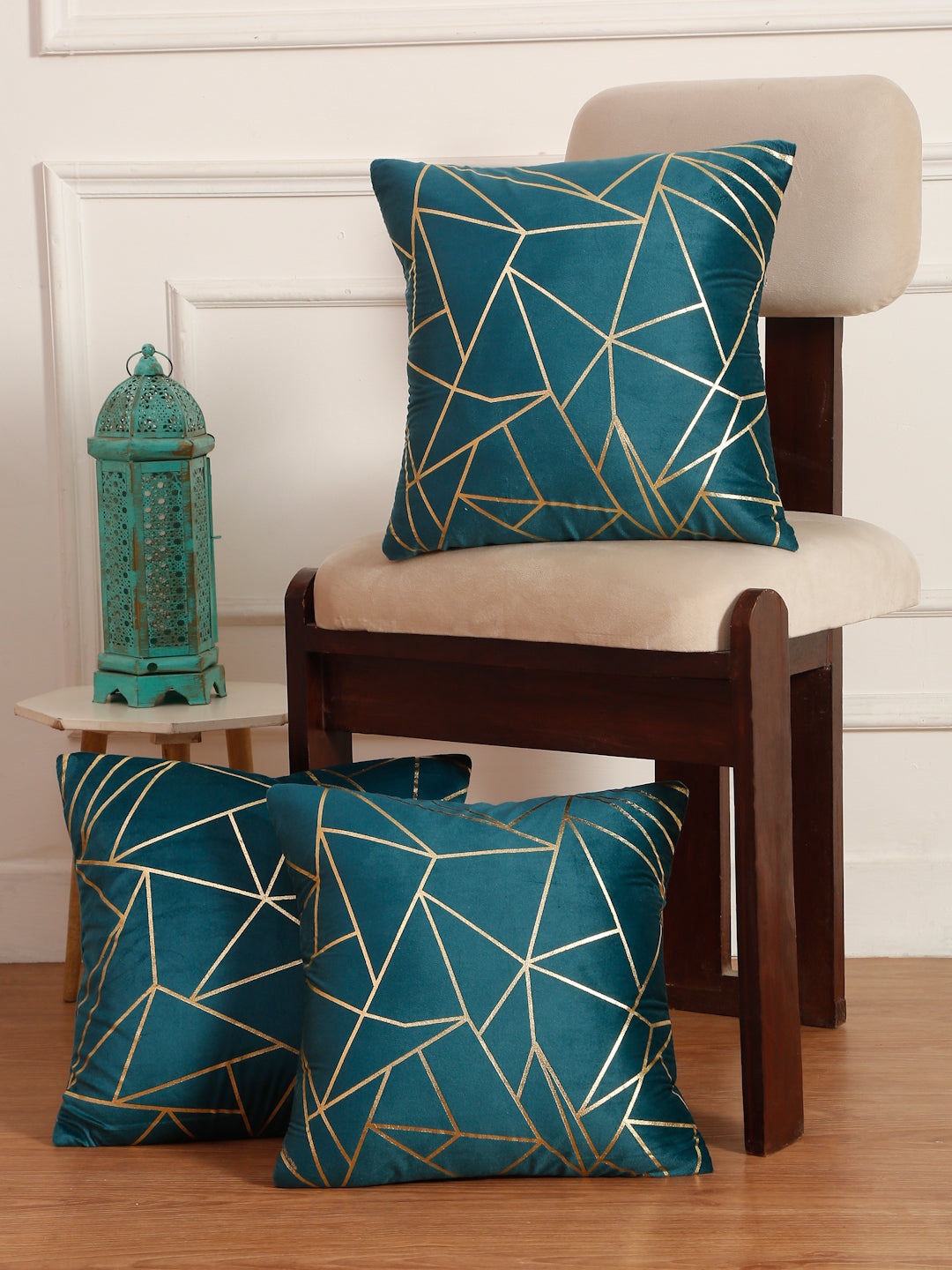 Soft Velvet Golden Foil Printed Cushion Covers ( 16 x 16 inch )