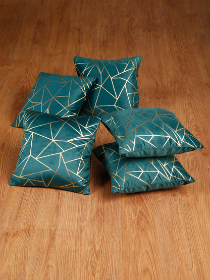 Soft Velvet Golden Foil Printed Cushion Covers ( 16 x 16 inch )