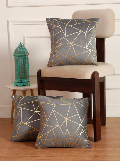 Soft Velvet Golden Foil Printed Cushion Covers ( 16 x 16 inch )