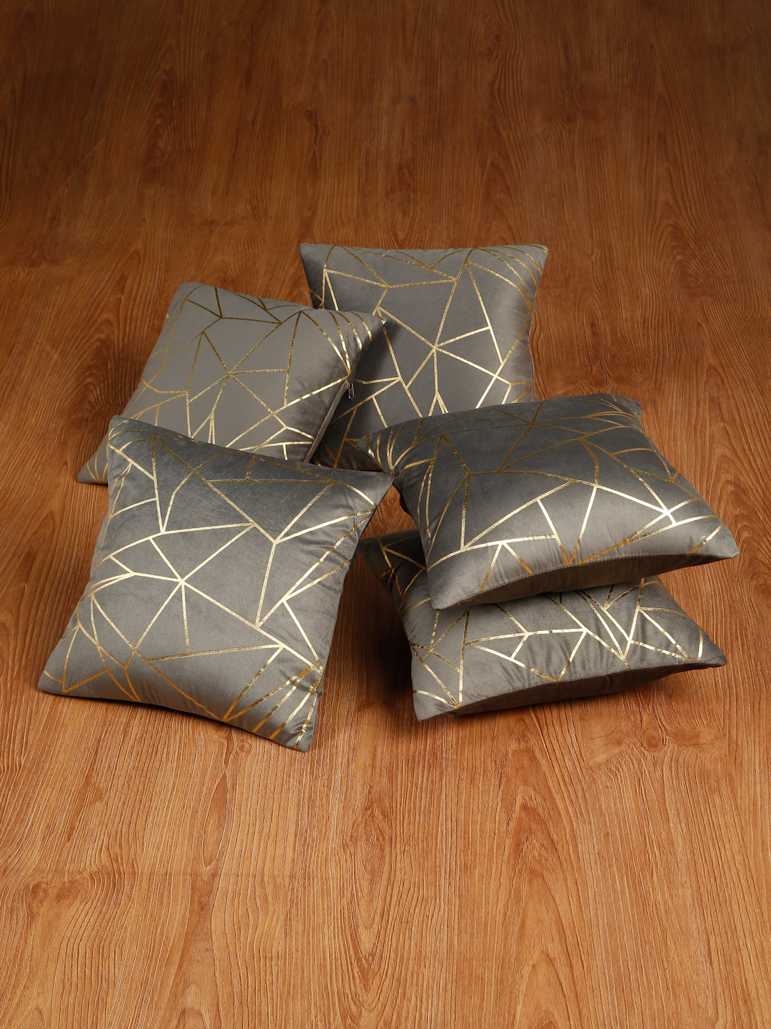 Soft Velvet Golden Foil Printed Cushion Covers ( 16 x 16 inch )