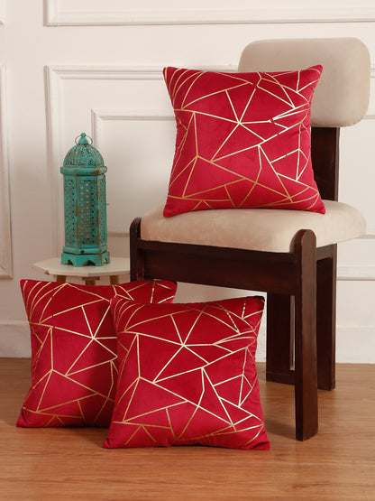 Soft Velvet Golden Foil Printed Cushion Covers ( 16 x 16 inch )
