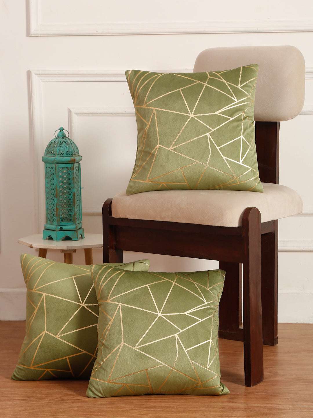 Soft Velvet Golden Foil Printed Cushion Covers ( 16 x 16 inch )