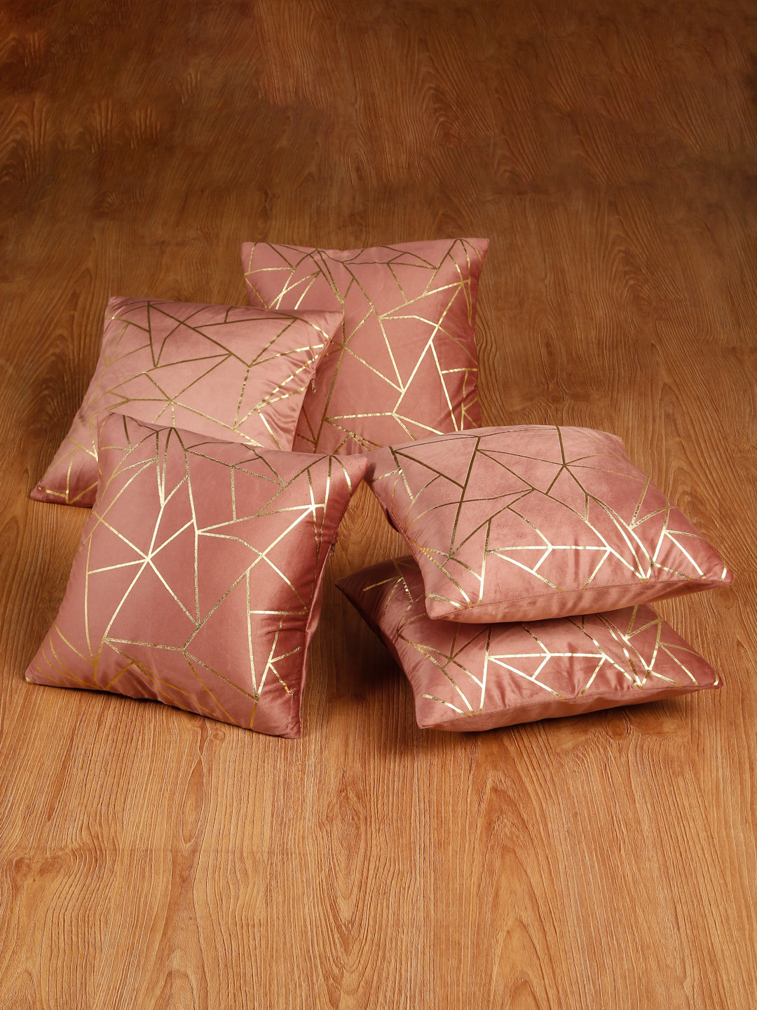 Soft Velvet Golden Foil Printed Cushion Covers ( 16 x 16 inch )