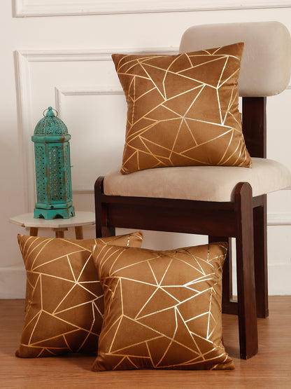 Soft Velvet Golden Foil Printed Cushion Covers ( 16 x 16 inch )