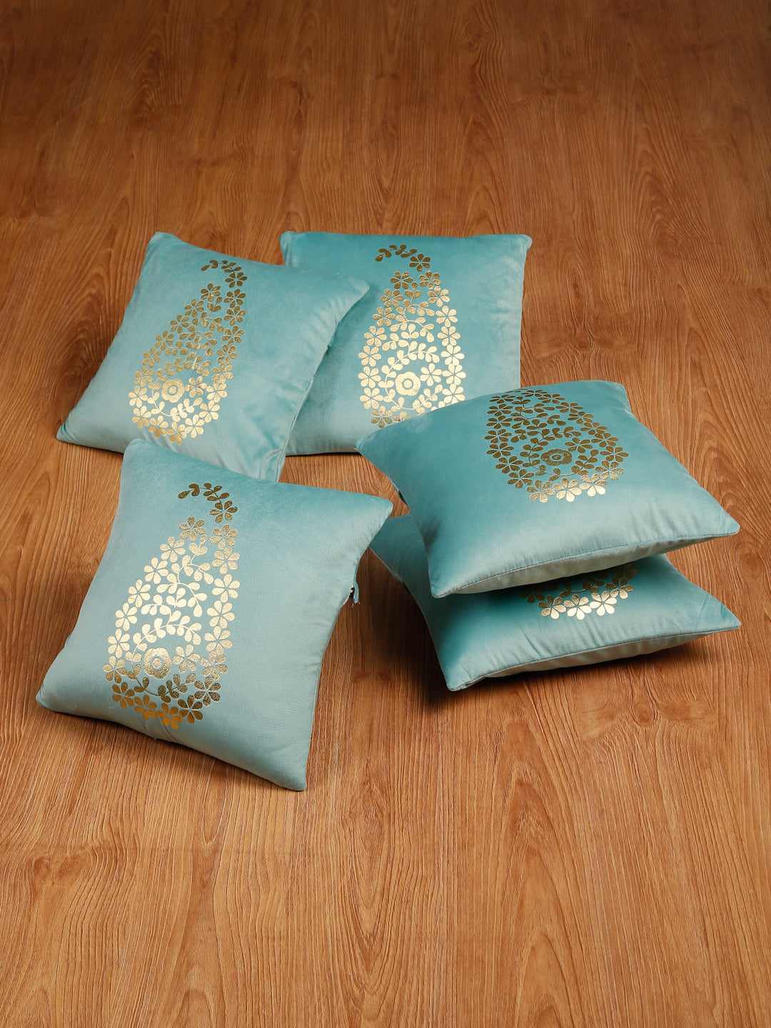 Soft Velvet Golden Foil Printed Cushion Covers ( 16 x 16 inch )
