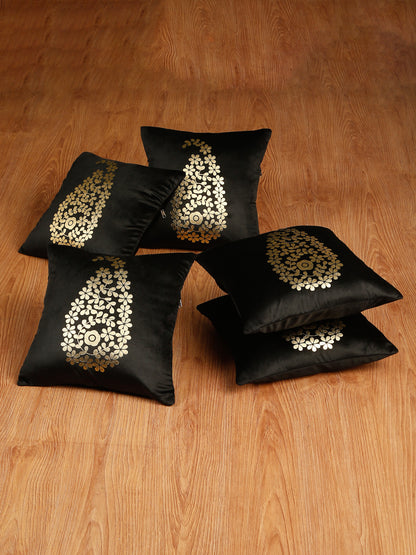 Soft Velvet Golden Foil Printed Cushion Covers ( 16 x 16 inch )
