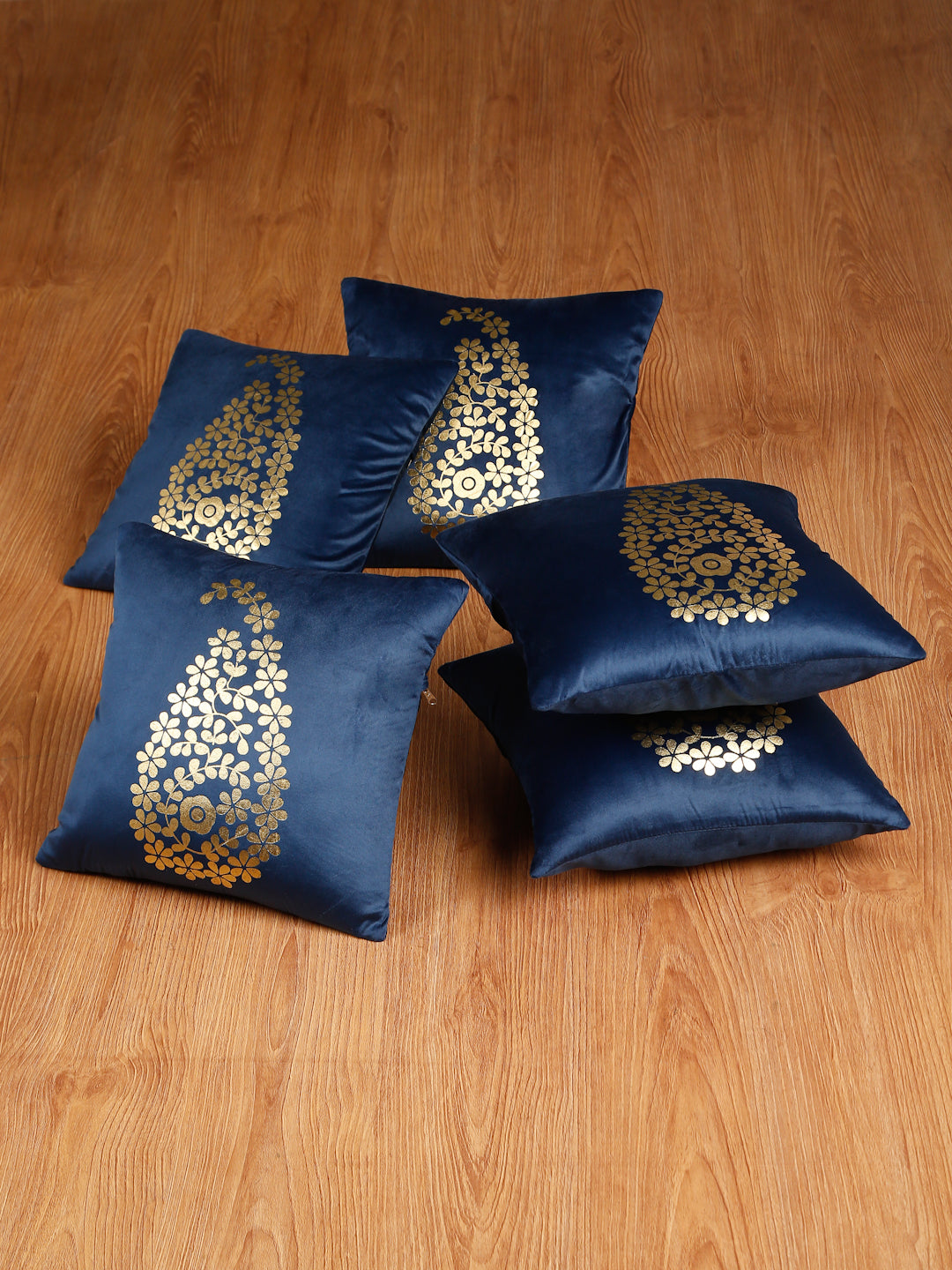 Soft Velvet Golden Foil Printed Cushion Covers ( 16 x 16 inch )