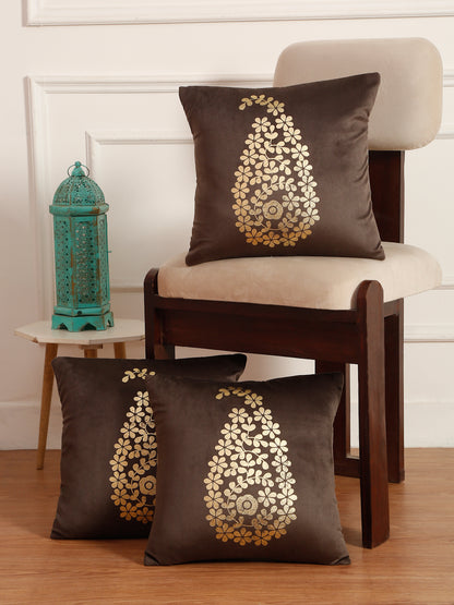 Soft Velvet Golden Foil Printed Cushion Covers ( 16 x 16 inch )