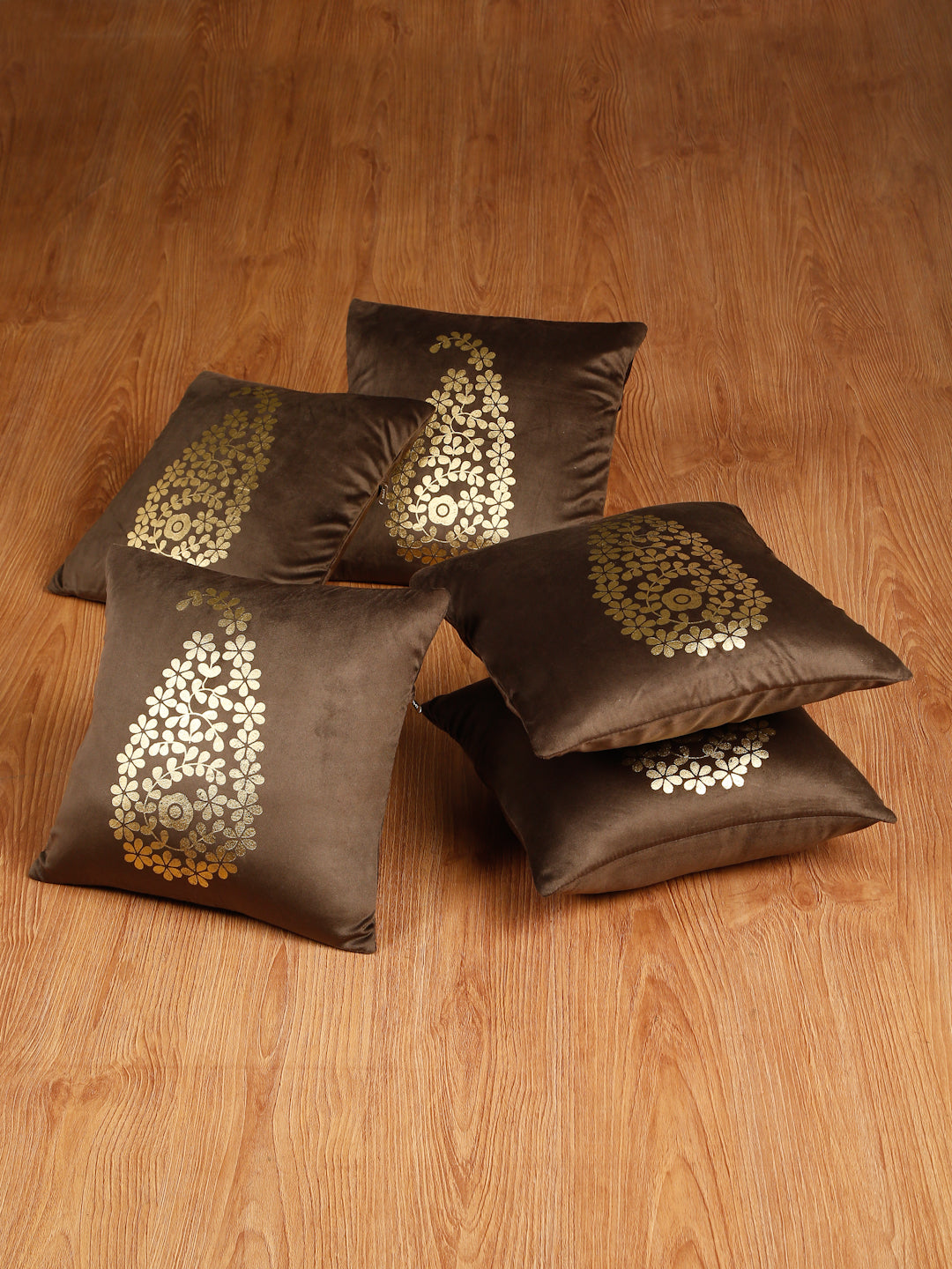 Soft Velvet Golden Foil Printed Cushion Covers ( 16 x 16 inch )