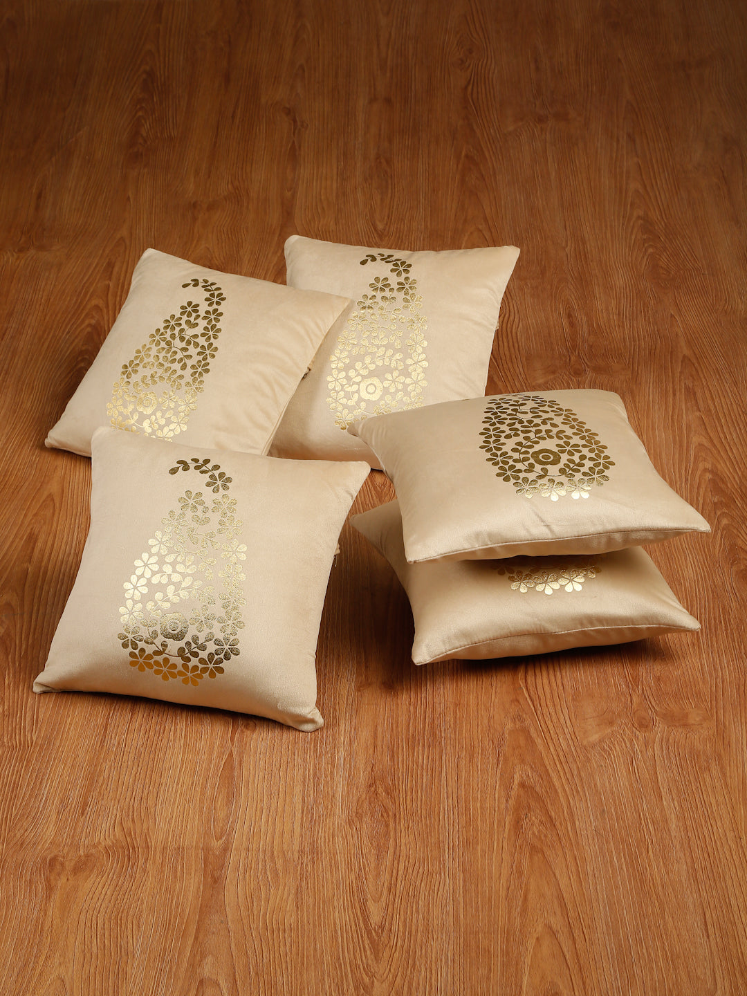 Soft Velvet Golden Foil Printed Cushion Covers ( 16 x 16 inch )