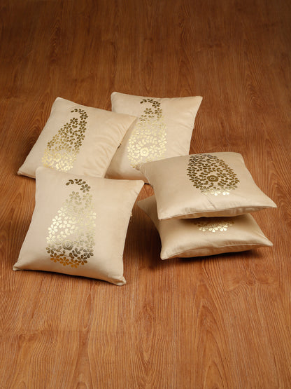 Soft Velvet Golden Foil Printed Cushion Covers ( 16 x 16 inch )