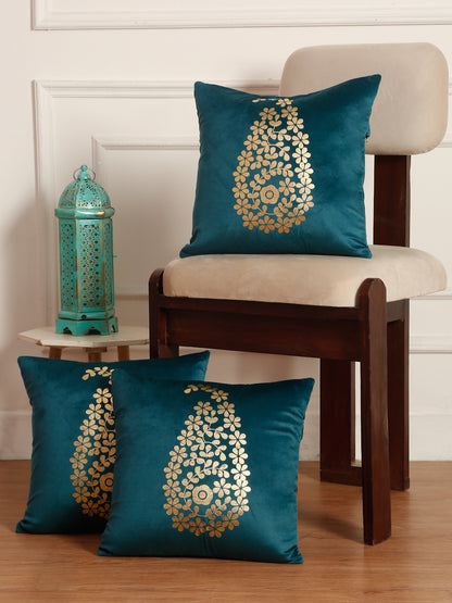 Soft Velvet Golden Foil Printed Cushion Covers ( 16 x 16 inch )