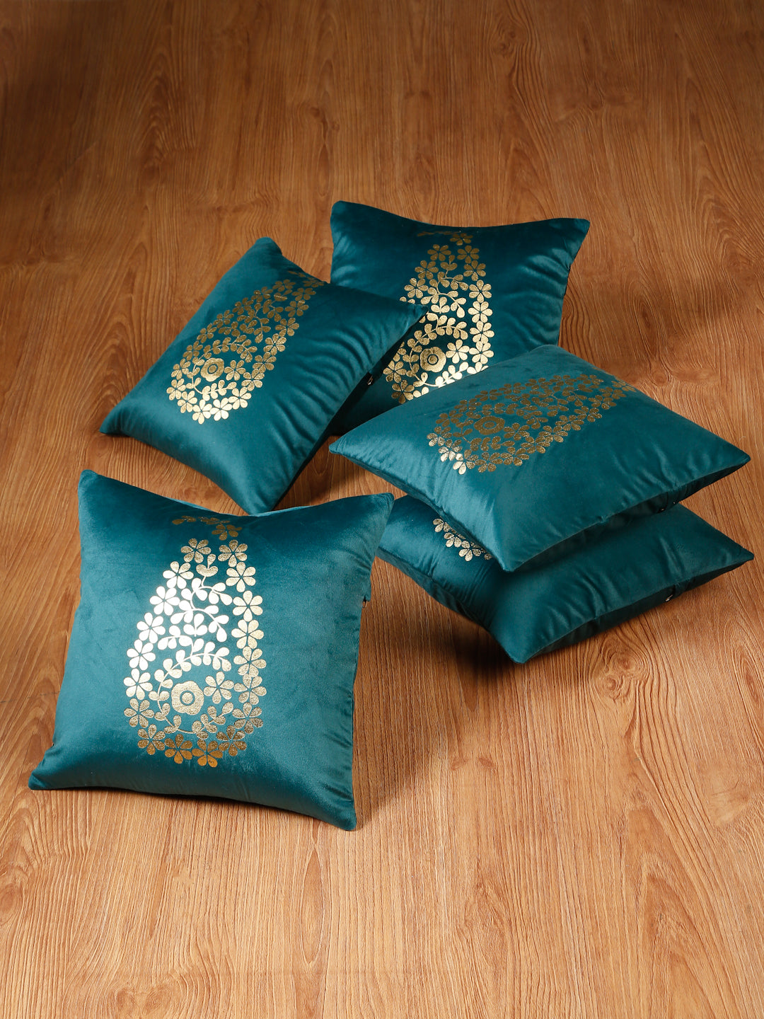 Soft Velvet Golden Foil Printed Cushion Covers ( 16 x 16 inch )