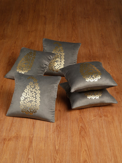 Soft Velvet Golden Foil Printed Cushion Covers ( 16 x 16 inch )