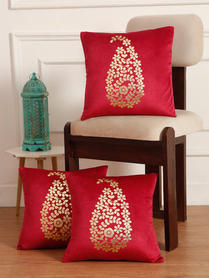 Soft Velvet Golden Foil Printed Cushion Covers ( 16 x 16 inch )