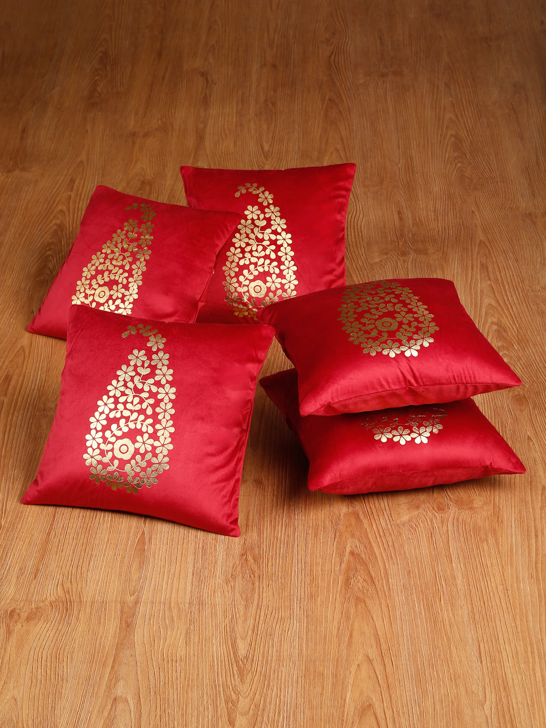 Soft Velvet Golden Foil Printed Cushion Covers ( 16 x 16 inch )