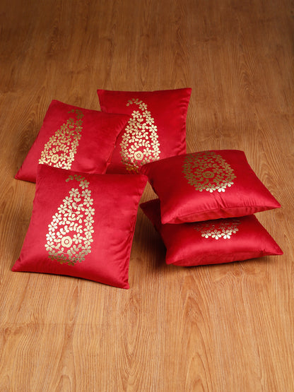 Soft Velvet Golden Foil Printed Cushion Covers ( 16 x 16 inch )
