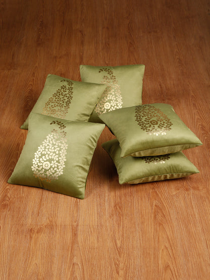 Soft Velvet Golden Foil Printed Cushion Covers ( 16 x 16 inch )
