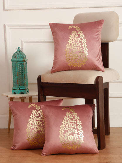 Soft Velvet Golden Foil Printed Cushion Covers ( 16 x 16 inch )