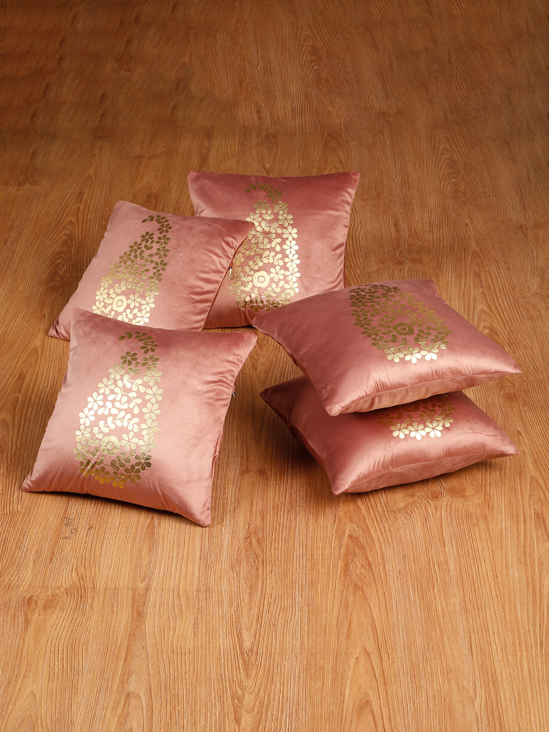 Soft Velvet Golden Foil Printed Cushion Covers ( 16 x 16 inch )