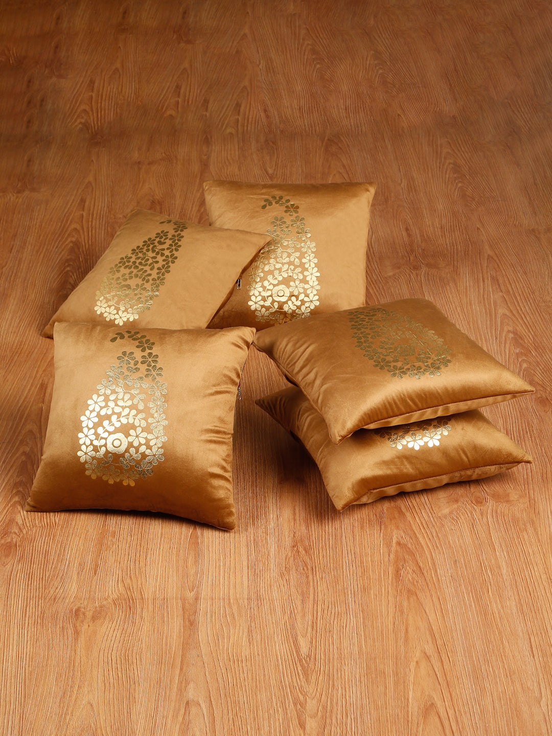 Soft Velvet Golden Foil Printed Cushion Covers ( 16 x 16 inch )