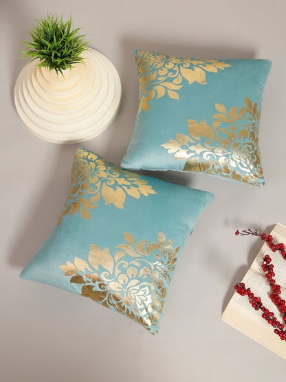Soft Velvet Golden Foil Printed Cushion Covers ( 16 x 16 inch )