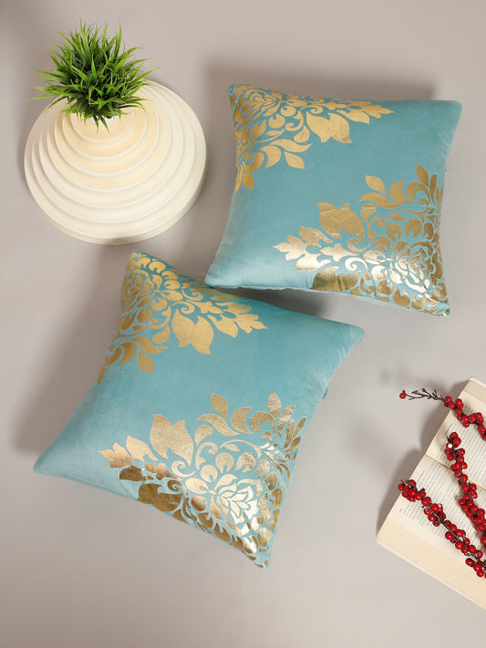 Soft Velvet Golden Foil Printed Cushion Covers ( 16 x 16 inch )