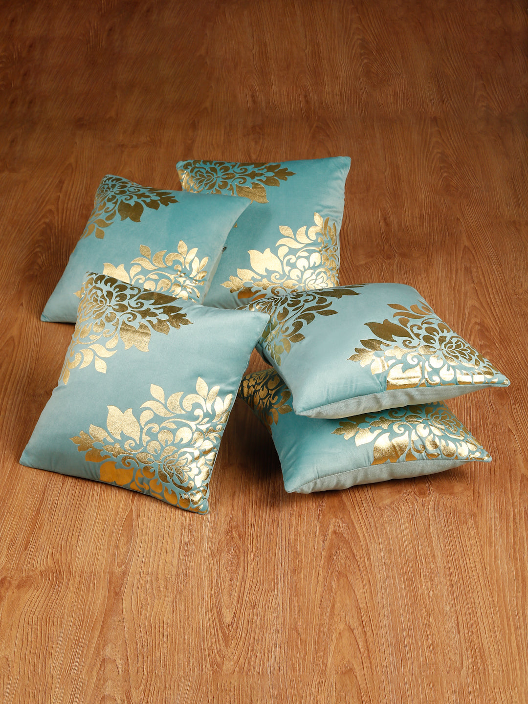 Soft Velvet Golden Foil Printed Cushion Covers ( 16 x 16 inch )
