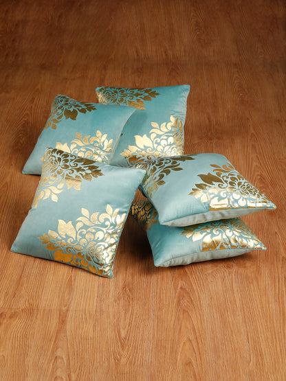 Soft Velvet Golden Foil Printed Cushion Covers ( 16 x 16 inch )