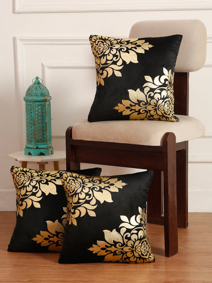 Soft Velvet Golden Foil Printed Cushion Covers ( 16 x 16 inch )