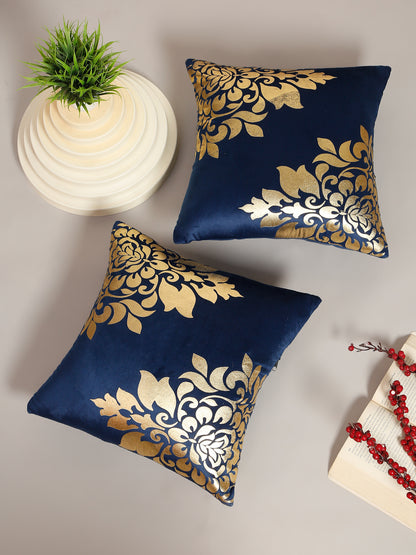 Soft Velvet Golden Foil Printed Cushion Covers ( 16 x 16 inch )