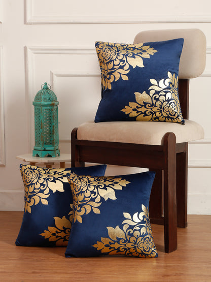 Soft Velvet Golden Foil Printed Cushion Covers ( 16 x 16 inch )